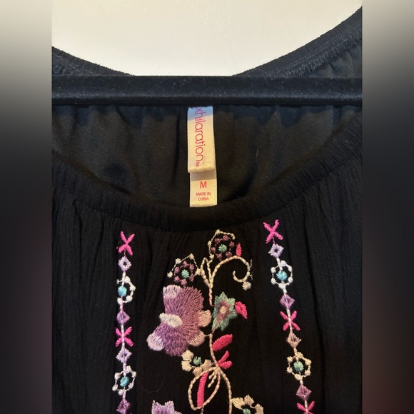Xhilaration Black Dress with Purple Embroidery - Picture 3 of 4